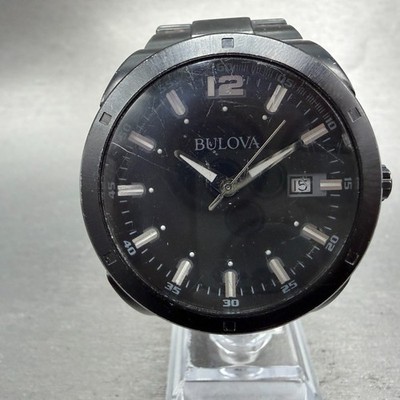 Bulova Watch Men 43mm Black Dial Black Tone Date Round  display picture 2