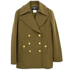 Chanel Double Breasted Jacket Brown 96A #38 146049