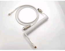 Custom Coiled USB C aviator Cable for USB Keyboards Pure White 