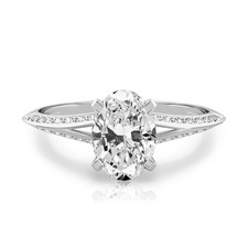 Diamond Platinum Engagement Ring Lab Grown Oval 1.6 Carat IGI Certified PT950