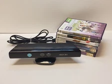 Kinect Sensor And 7 Xbox 360 Kinect Games - All Tested And Working 