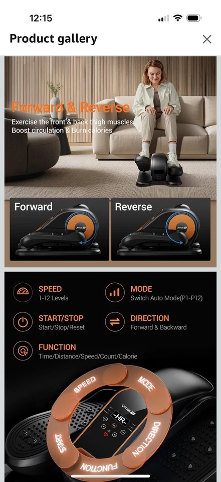 Ellipse Electric Elliptical Machine Under Desk Leg Exerciser Fully Assembled LCD - Image 2 of 3