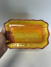 Vintage Indiana Glass Amberina  Tiara Last Supper Plate Tray 11"x7"