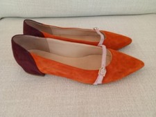 J Crew 138 Gwen Mary Jane Pieced Ballet Flat Colorblock Suede 8-M Bold Red