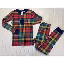 Hanna Andersson Plaid Pajama Set Top Bottoms Unisex Boys Girls 8 READ