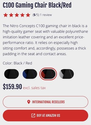 Nitro Concepts C100 Gaming Chair Red and Black