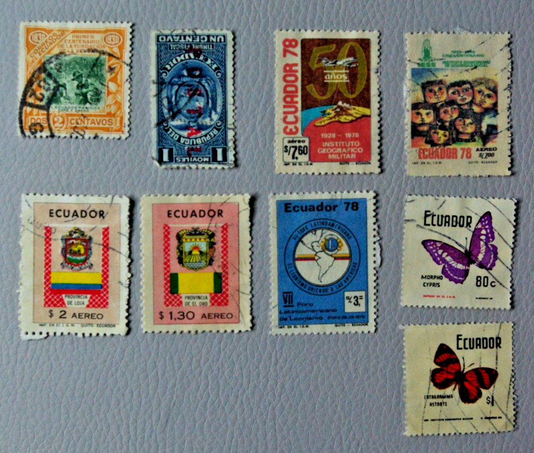 Ecuador Stamps ..  1929 Revenue Red over-prints, 1971 Provincial Arms and Flags,