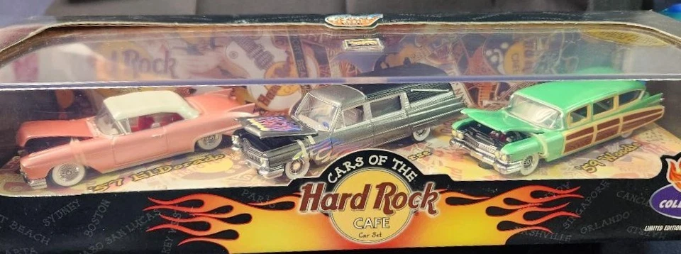 JUEGO DE 3 COCHES HOT WHEELS HARD ROCK CAFÉ, CONJUNTO CLÁSICO GENIAL #1, COCHES DE COLECCIÓN, EXCELENTE P Foto 4 de 4