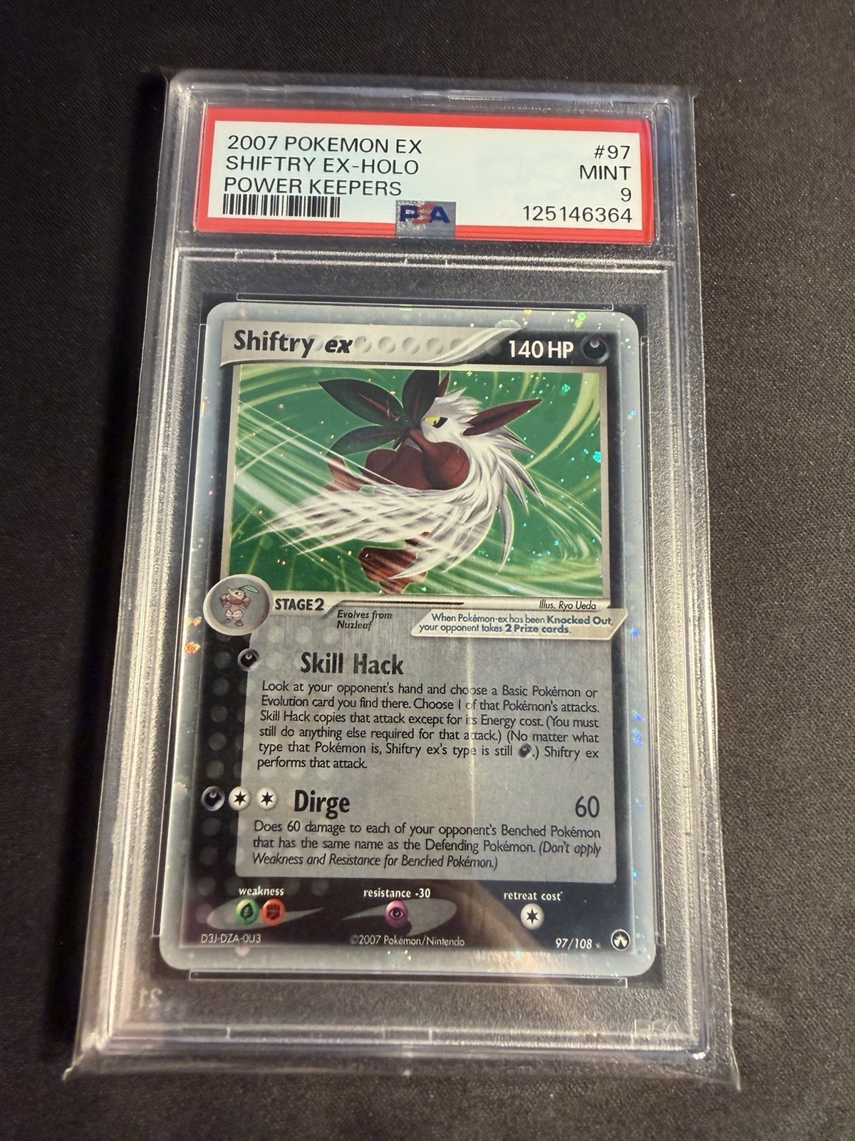 2007 POKEMON EX POWER KEEPERS #97 SHIFTRY EX-HOLO PSA 9