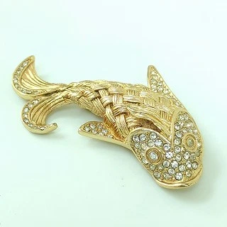 Broche vintage Christian Dior poisson strass bijou femme occasion
