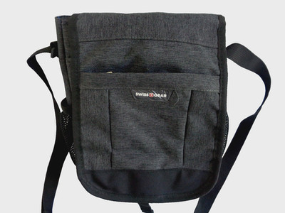 Swiss Gear Vertical Boarding Bag Gray/Black w/Crossbody Strap & Tablet Pocket