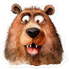 Funny Grizzly Bear - Vinyl Decal Sticker - Car Window Laptop - ebn12397