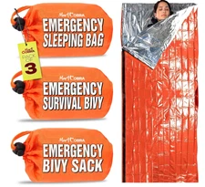 Emergency Sleeping Bag 3 Pack | for Survival Gear and Supplies Life Bivvy Sack 
