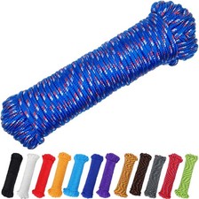 100ft 1/4" 7mm Blue Polyester Rope, Nylon-Like Durability