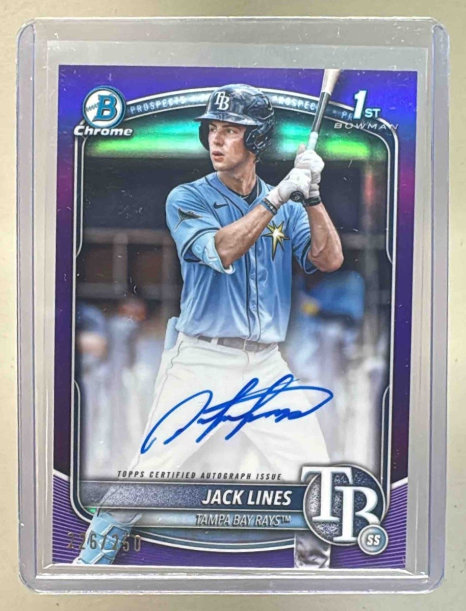 Jack Lines 2025 Bowman Chrome #CPA-JLI Purple Refractor Auto 1st RC /250