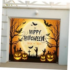 Happy Halloween Garage Door Cover Decorations Horrible Halloween Party 7x8ft