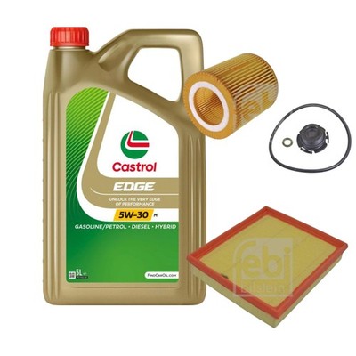 FEBI Inspektionspaket 5L CASTROL Motoröl EDGE 5W-30 M für BMW 3er Touring 320i