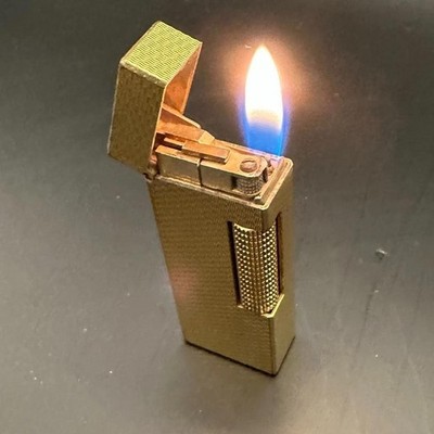 Dunhill Rollagas Gold Wellenmuster Feuerzeug funktionstüchtig Vintage Japan