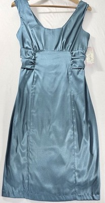 Poly USA Teal Satin Ruched Cocktail Dress NWT Women s Medium Made in USA