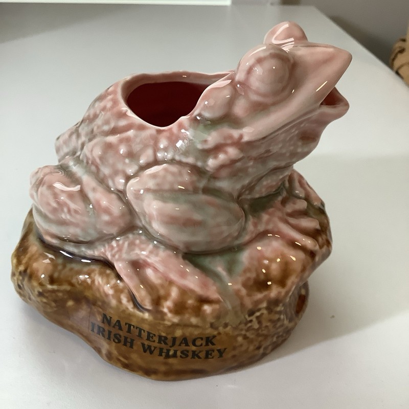 Vintage Natterjack Irish Whiskey Ceramic Frog Cocktail Mug Pink Bumpy Frog Mug