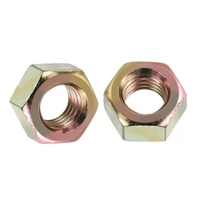 10pcs Hex Nuts - [9/16"-12] Carbon Steel Grade 8 Hardware Nuts, Yellow
