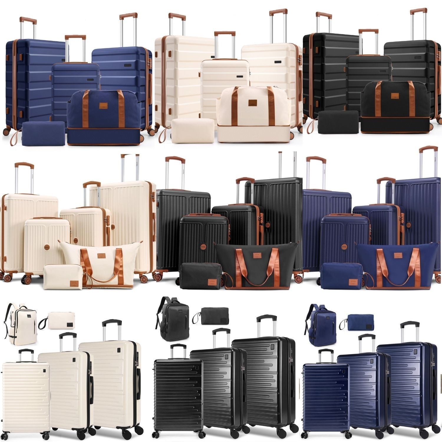 Luggage Sets 3/4/5 Piece, ABS+PC Hard Shell Suitcases with TSA Lock & Side Hook
