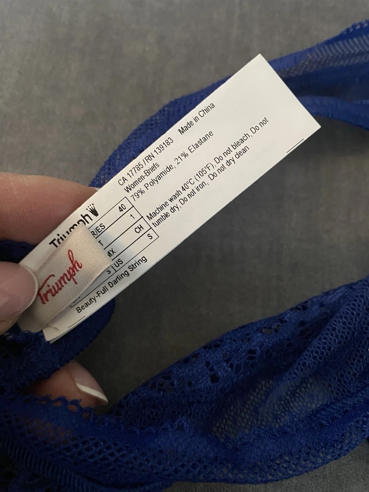 Neuer Triumph Tanga String Spitze Größe 38 Azurblau - Bild 3 von 3