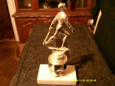 70s silver  metal baseball trophy on marble base 8inches