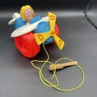 Vintage Fisher Price Airplane Plane Pull Toy Piolet #171 Little People 1980