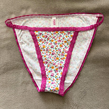 Sexy Floral Cotton Bikini Panties with Pink L...