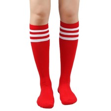 Womens Red Stripes Knee High Athletic Casual Tube Sport Socks One Size