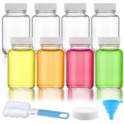 Glass Juice Shot Bottles with Caps - 8 Pack 3.5oz Small Clear Leak Proof Juicing