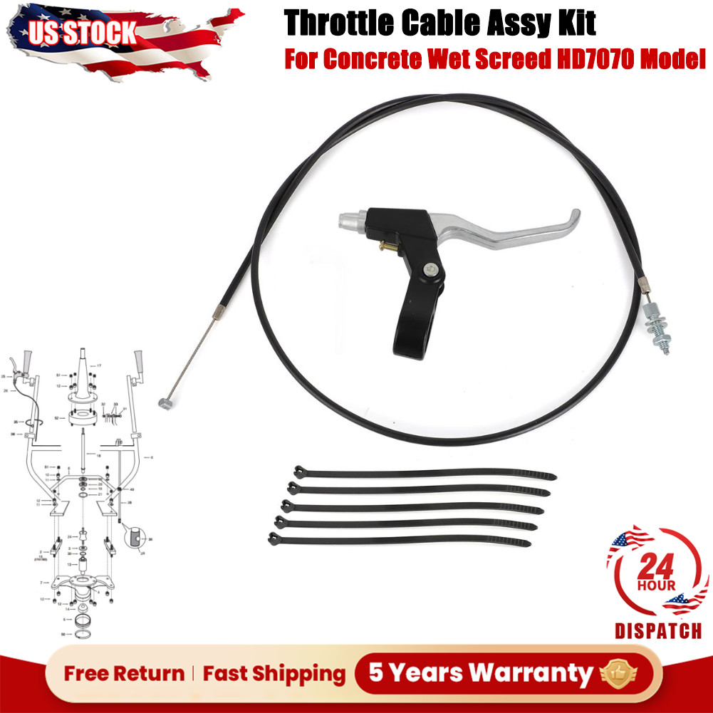 For Concrete Wet Screed HD7070 Throttle Cable Assy Kit Throttle Control Lever US