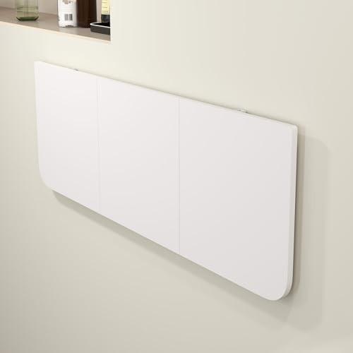 Space-Saving 47x15 Inch Wall Mounted Folding Desk for Laundry or Work