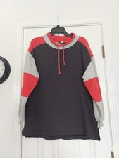 AMERICAN SPORTIF RED GRAY AND BLACK MOCK TURTLENECK SWEATSHIRT SIZE M