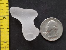 GENUINE BEACH SEA GLASS SURF TUMBLED WHITE CLEAR RARE HANDLE FROSTED PENDANT S01