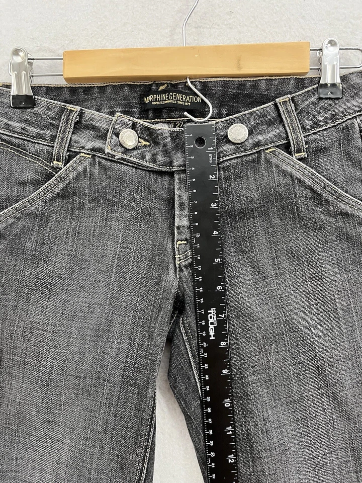 Pantalones de mezclilla acampanados negros Morphine Generation para mujer 27 tiro bajo 30x29 Foto 3 de 4