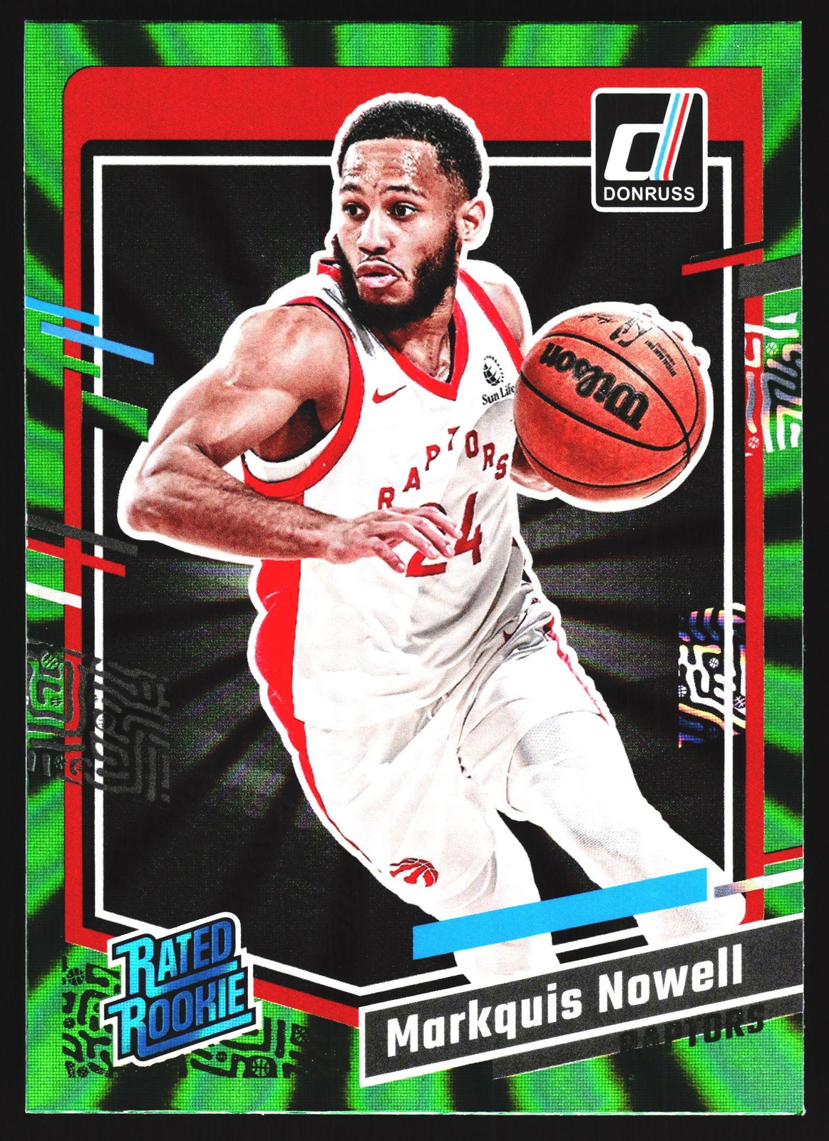Markquis Nowell 2023-24 Donruss Optic Green Laser HOLO Toronto Raptors
