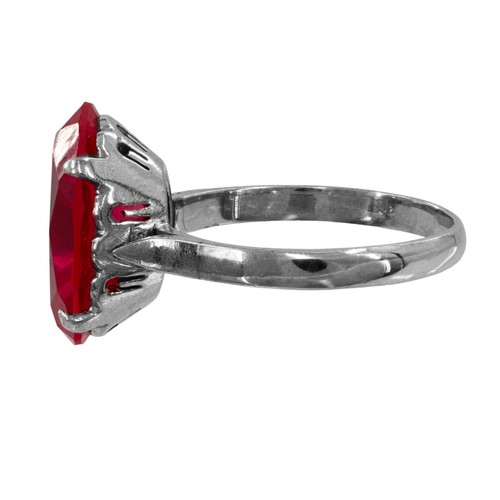 Red Stone Lady's Stone Ring 14K White Gold 3.7g Size:6.5 (PZ1000118) - Imagen 3 de 7