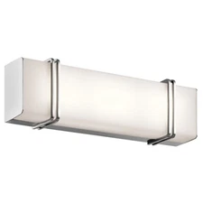 Kichler Impello Linear Bath 18in LED, Chrome, Satin Etched White - 45801CHLED