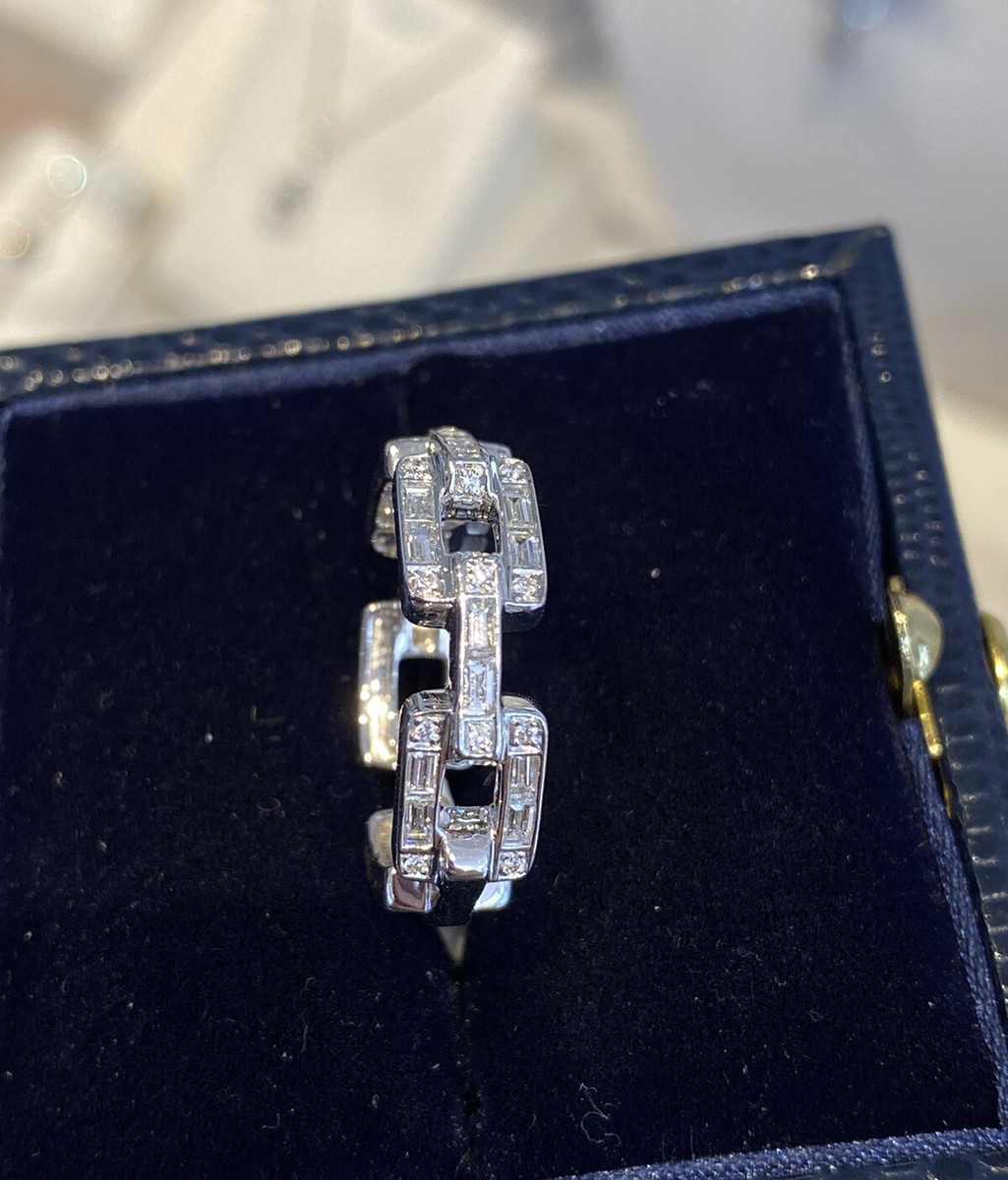 Open Square Chain Link Diamond Ring 0.77 cttw. 6mm in 18k