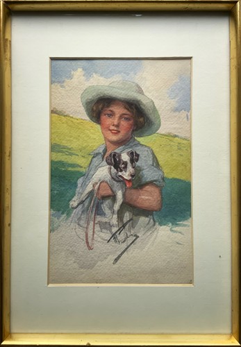 ADORABLE EARLY 20thC AUSTRIAN PORTRAIT PAINTING BY KARL FEIERTAG (1874-1944)