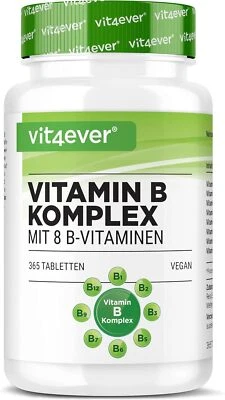 VIT4EVER Vitamin B Komplex - 365 Tabletten - Alle 8 B-Vitamine in 1 Tablette - Vegan