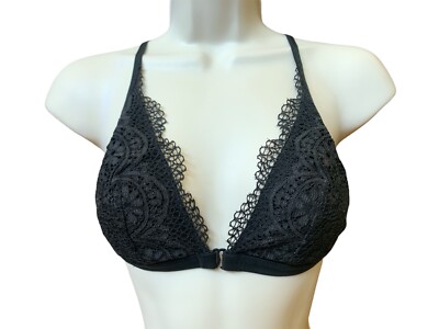 Victoria Secret Body By Victoria Racerback Bra Sz S Black Front Close  Unpadded