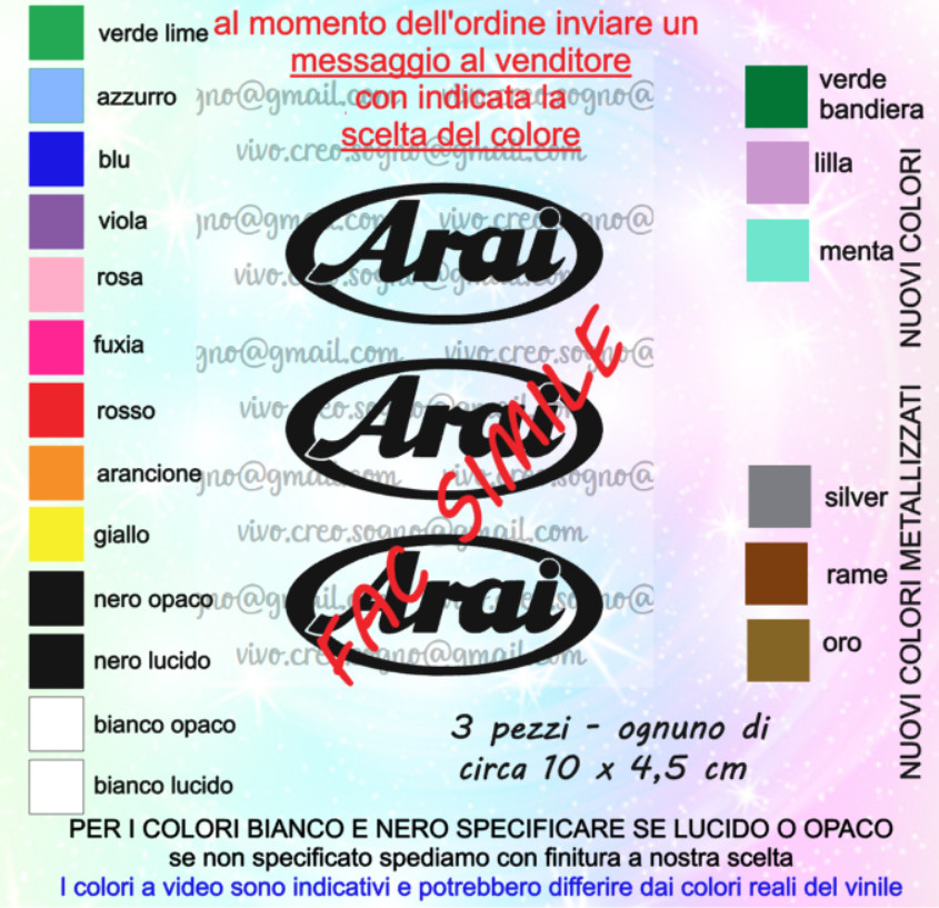 ARAI 3 adesivi in vinile 10x4,5cm - casco moto scooter decal stickers