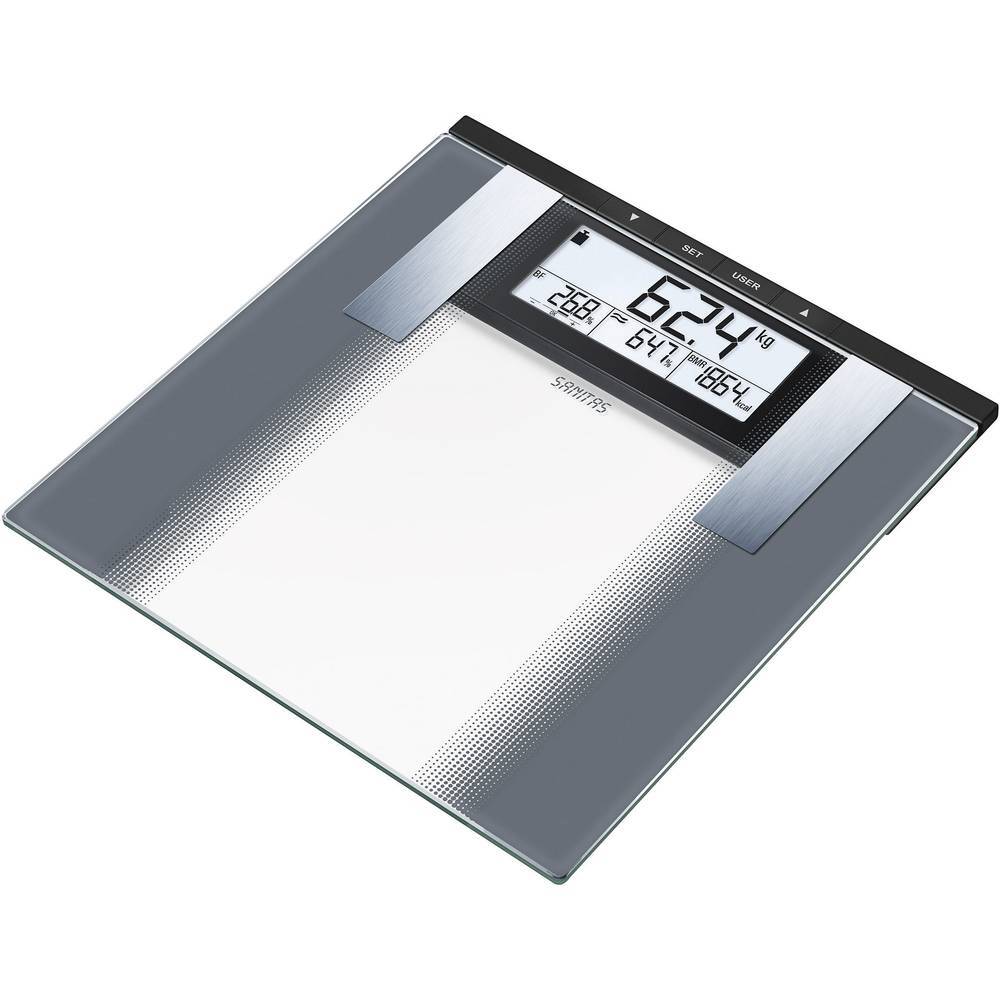 Sanitas SBG 21 Bilancia per lanalisi corporea Portata max.=180 kg Grigio, Vetro