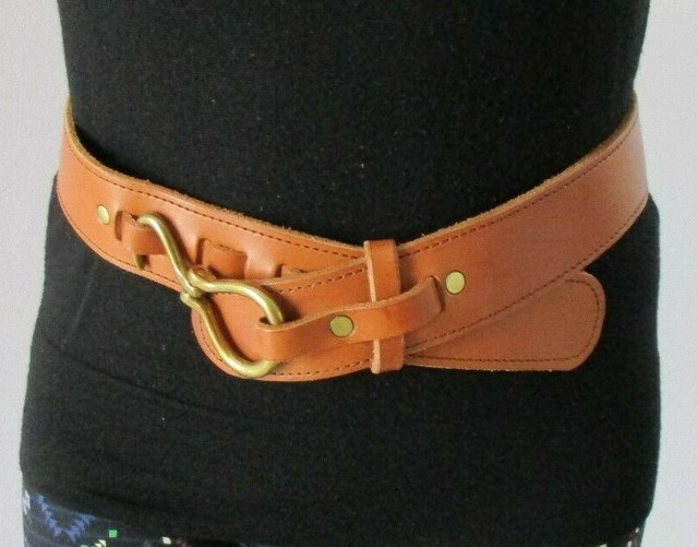 Rare Unique Vintage Western HIp Waist Adjustable Leather Belt Brown
