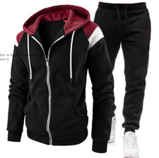Men Hoodie Tracksuit 2pcs Athletic Casual Hooded Sweatshirt Joggers Set Outfits