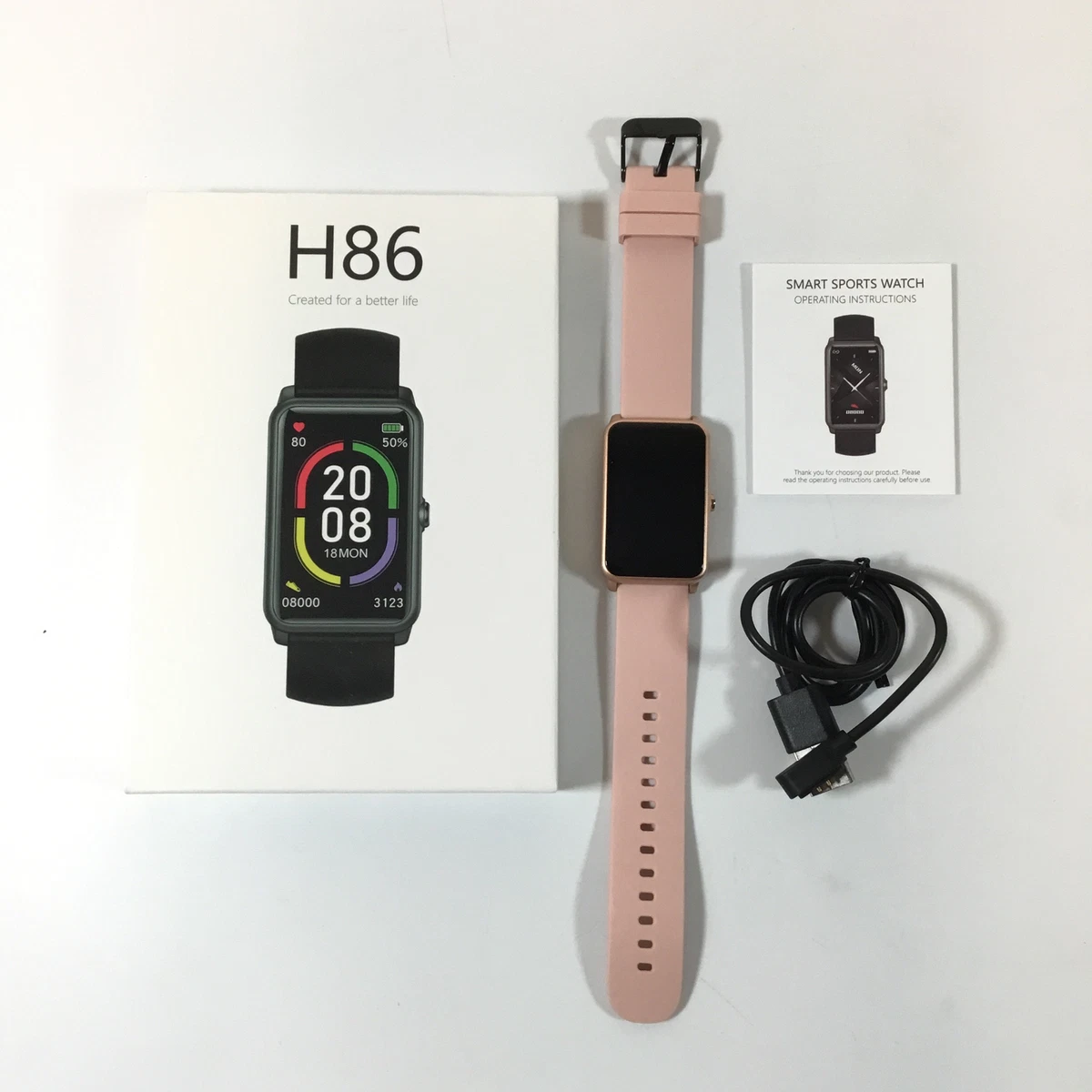 FITVII H86 Pink Polymer Battery Bluetooth Sport Smartwatch Fitness Tracker | eBay