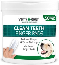 Vet's Best Dental Care Finger Wipes Reduce Plaque Freshens Breathe 50 Count UK